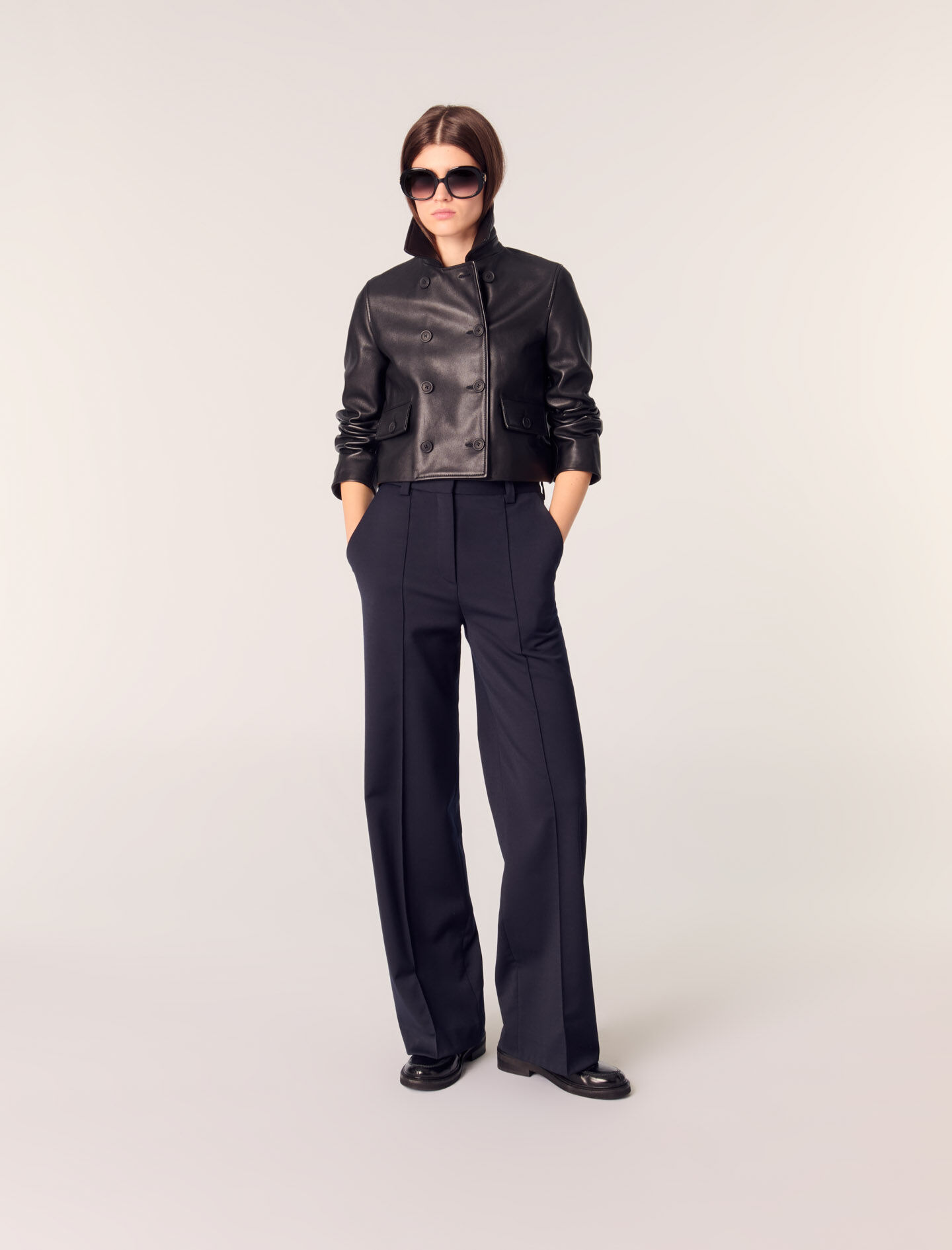 Suit trousers with pintucks Blue for Women | Maje