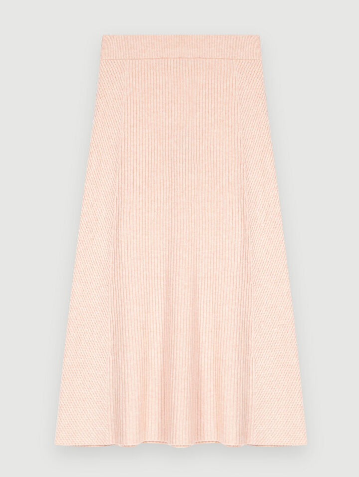 Ribbed stretch-knit midi skirt