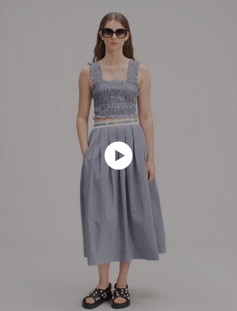 Gingham maxi skirt Bicolor for Women | Maje
