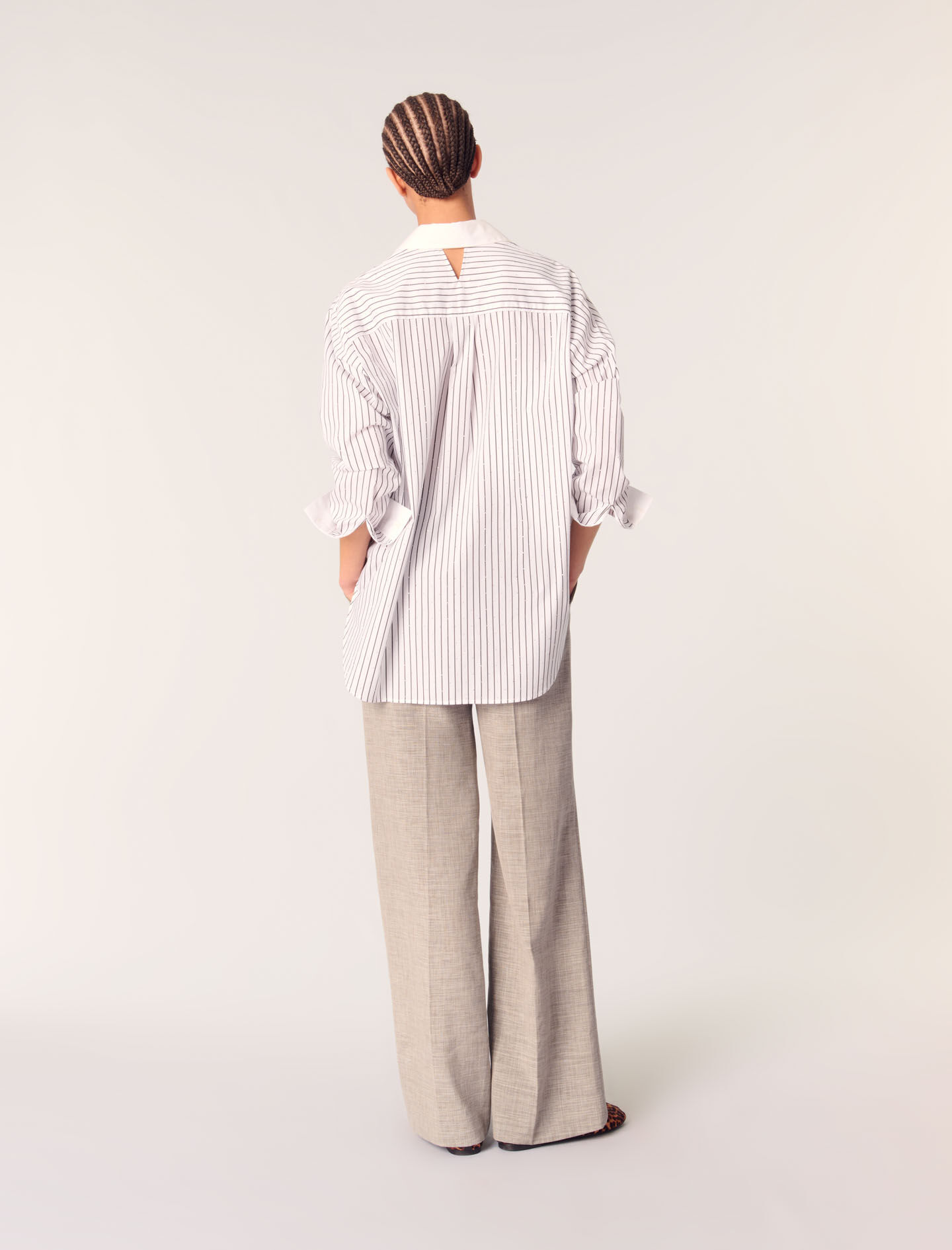 Rhinestone striped shirt Bicolor for Women | Maje