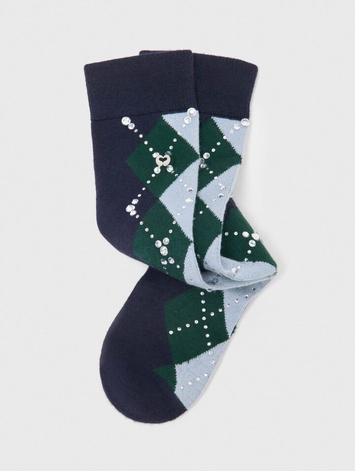 Wool argyle knee-high socks