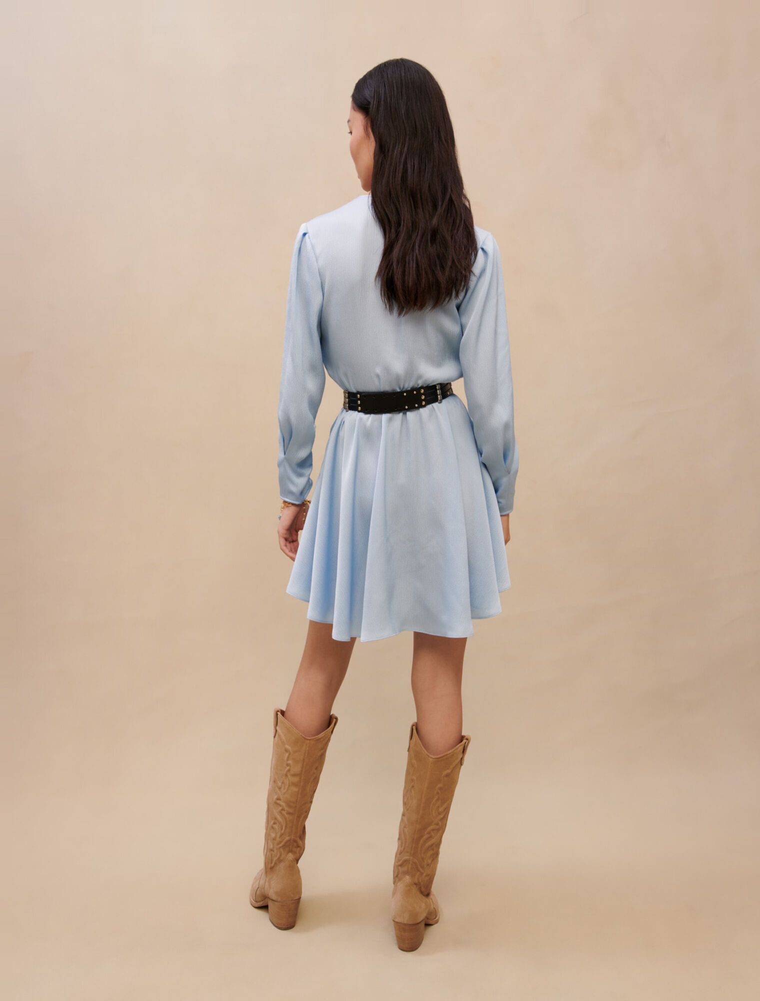 Cinched sky blue dress