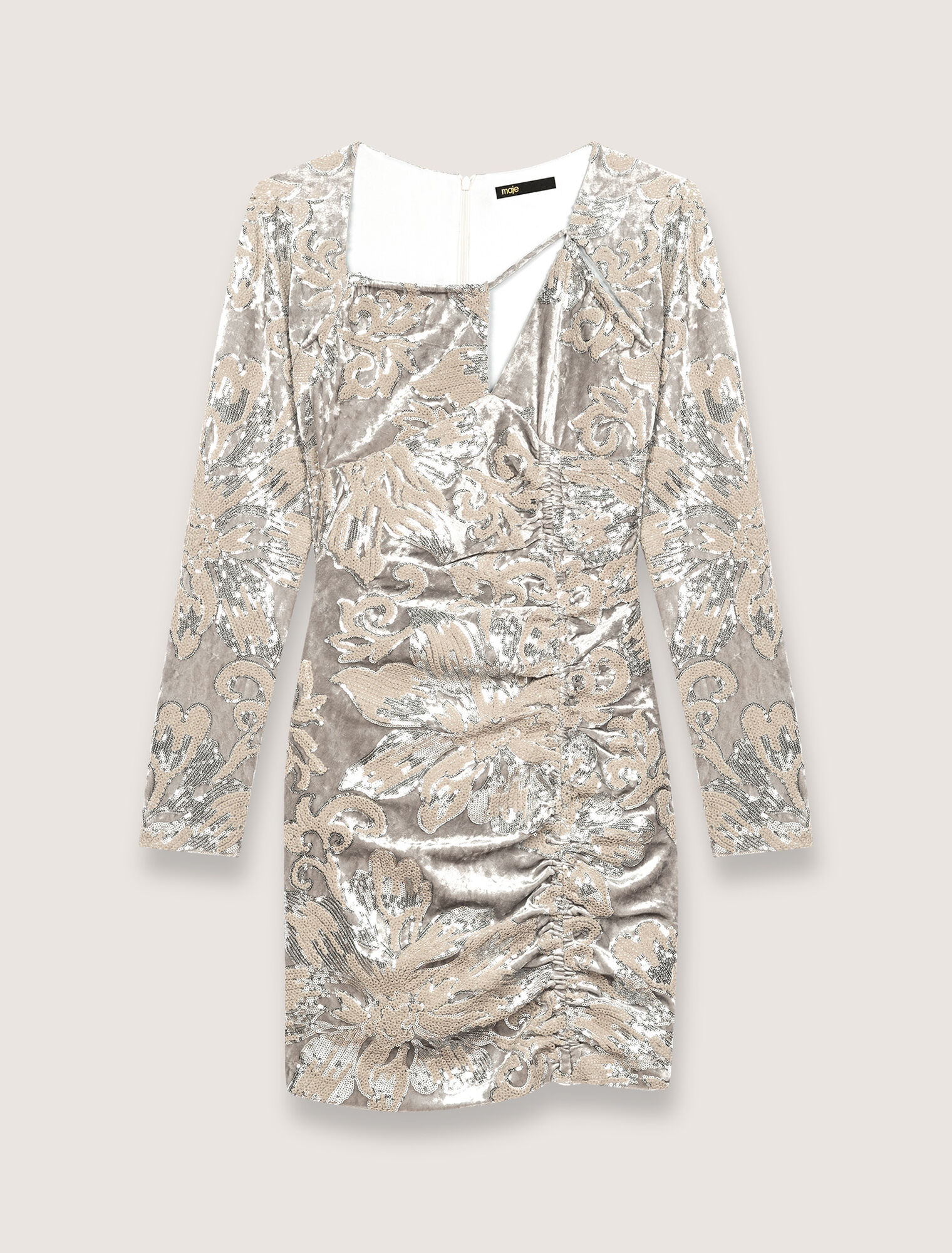 Sequin-embroidered velvet dress