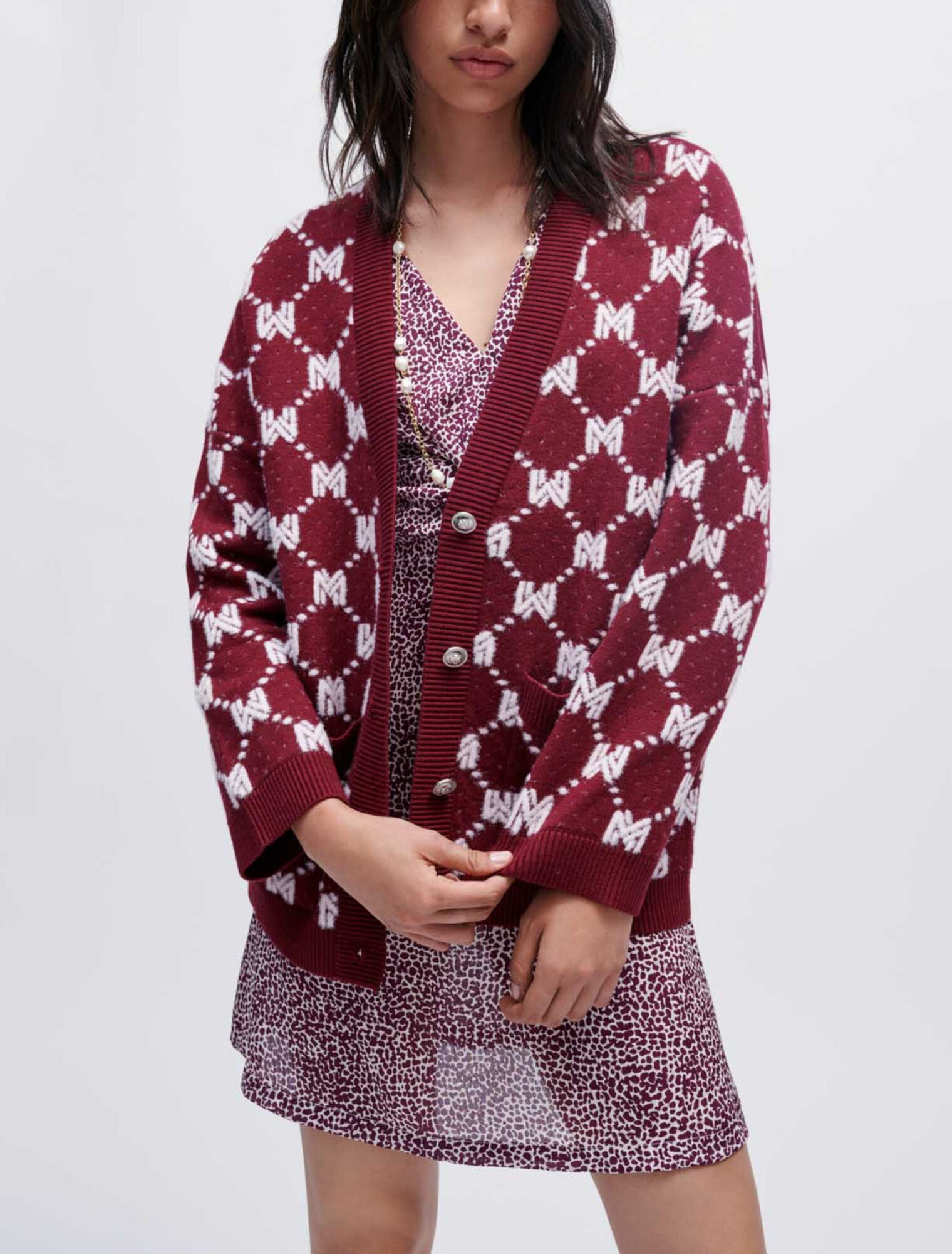 Maje Jacquard knit cardigan