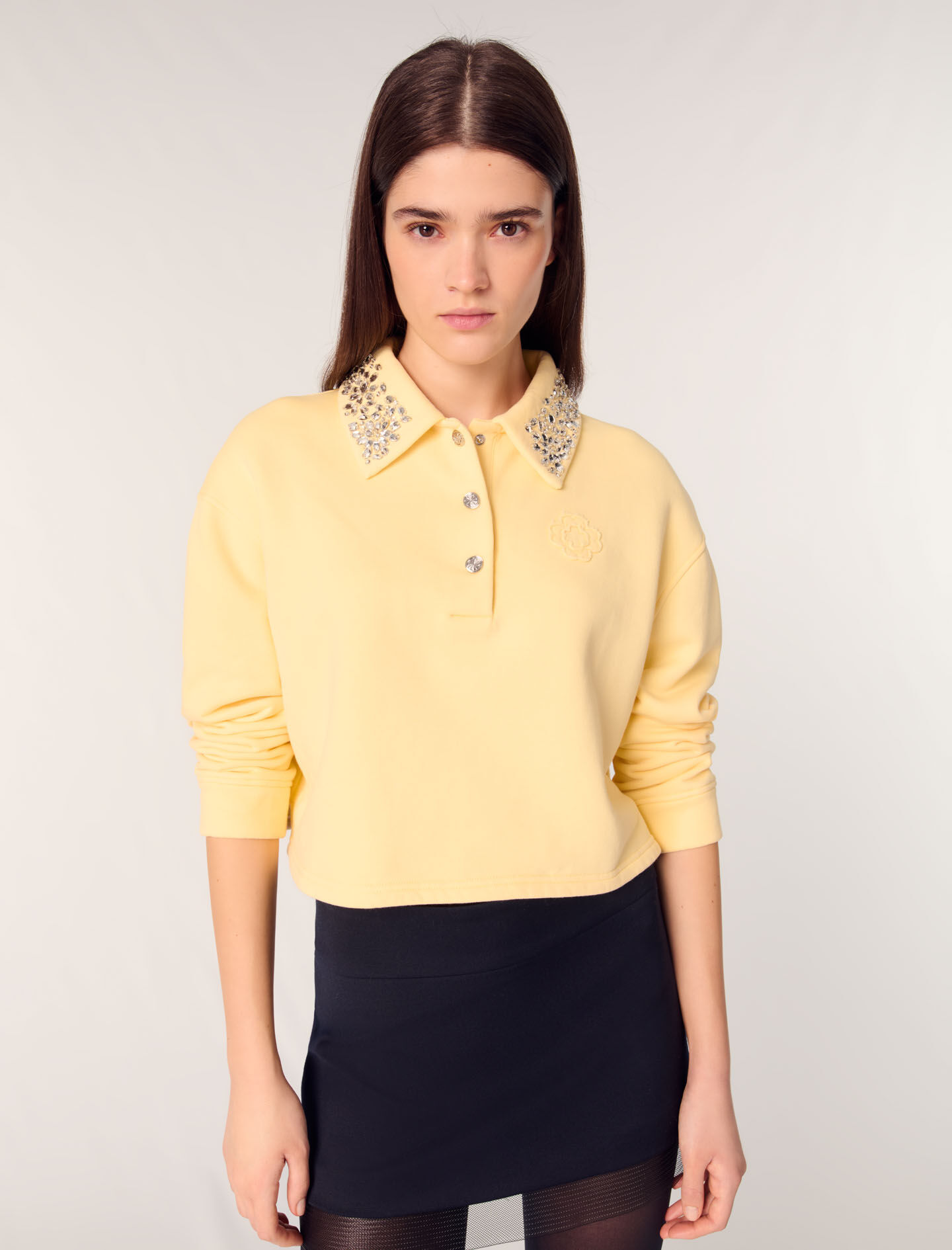 Jewellery collar cropped sweater Yellow / Orange for Women