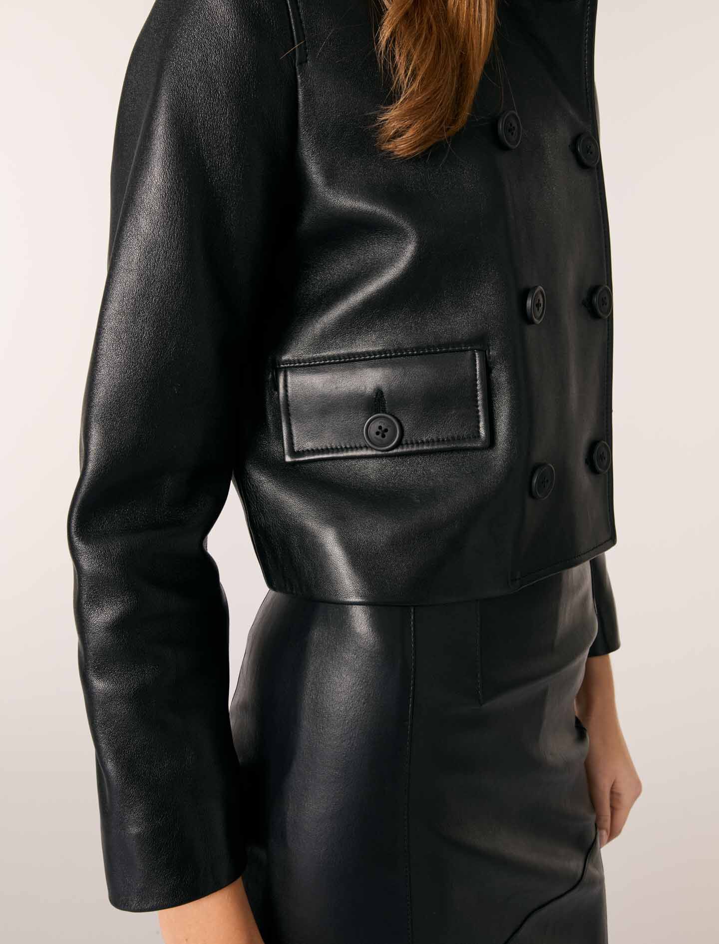 Cropped leather jacket - Leather jackets | Maje