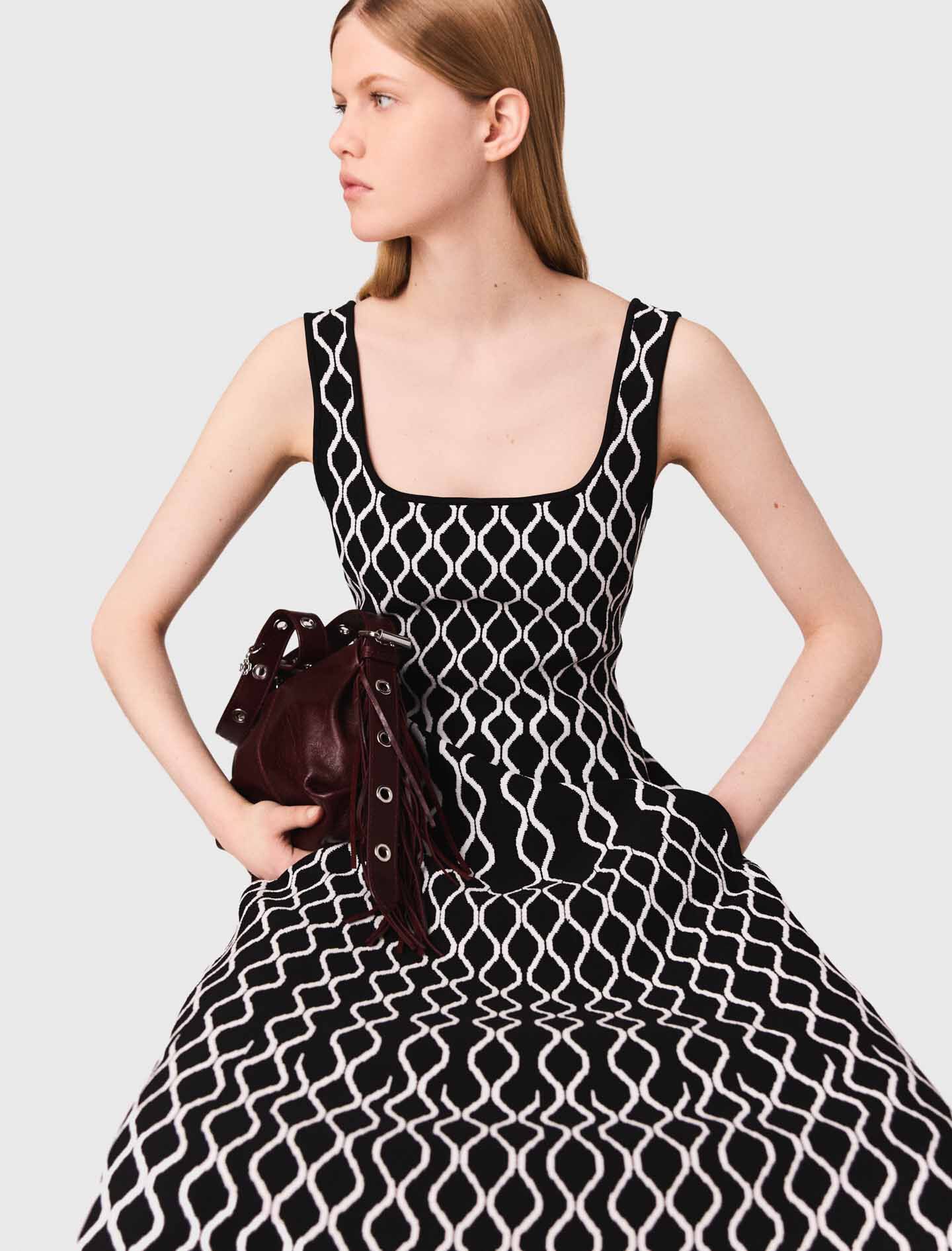 Jacquard knit midi dress Bicolor for Women | Maje