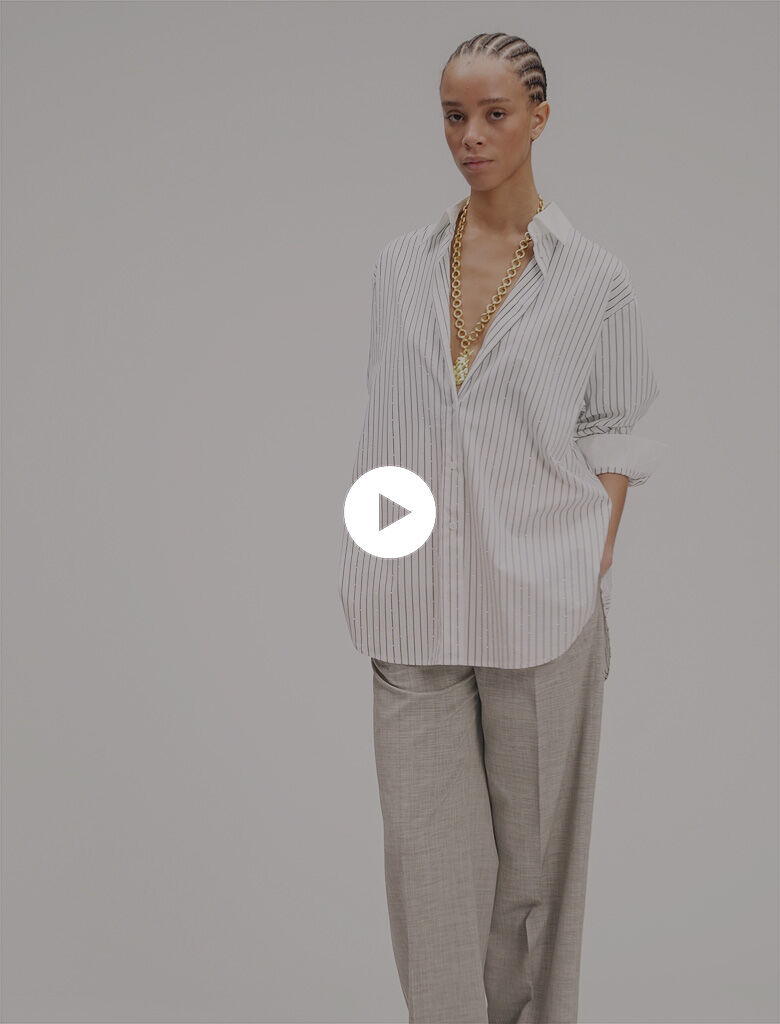 Rhinestone striped shirt Bicolor for Women | Maje