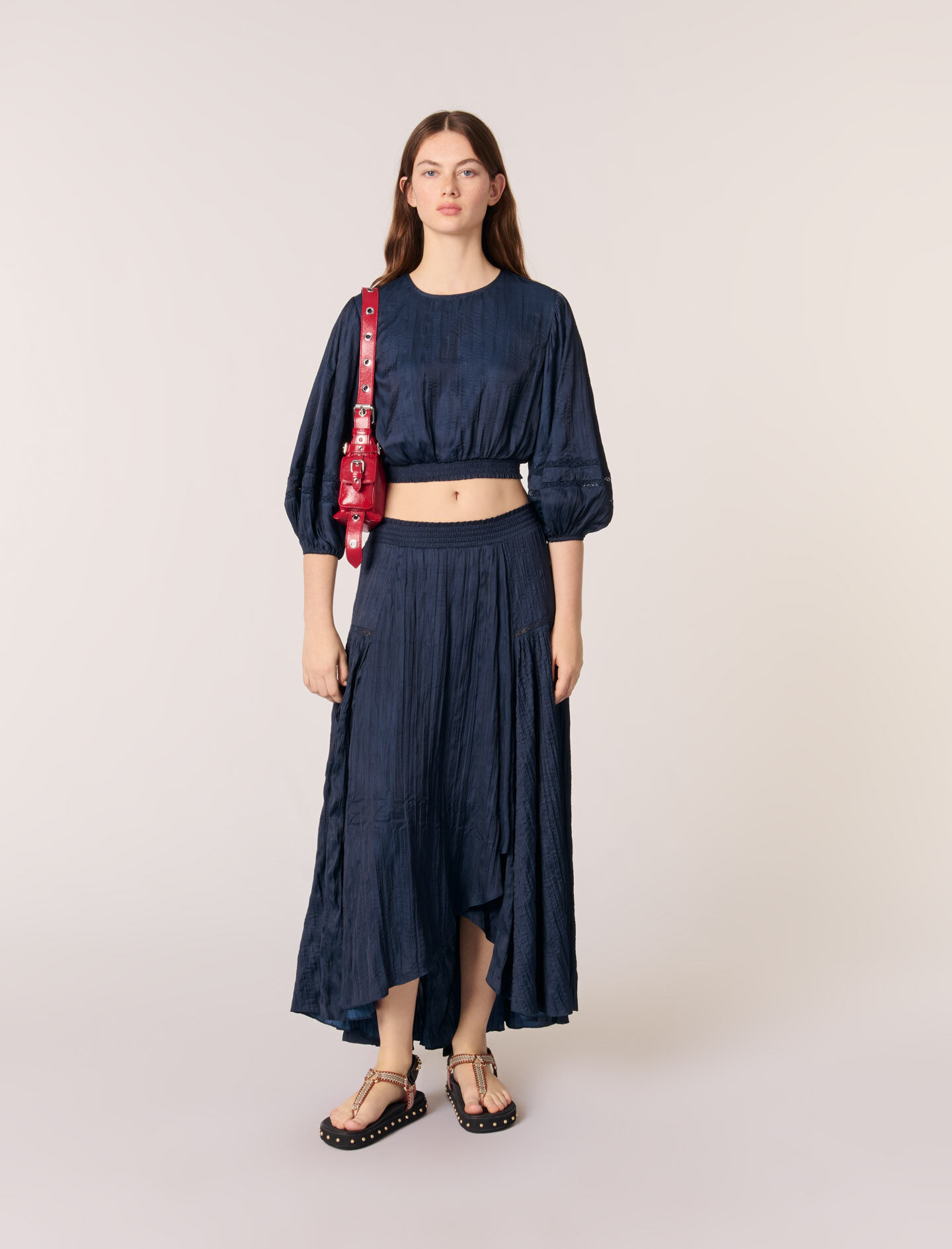 トップス PELLICULE satin gather mini op blue Meissa Embellished Square-Neck Top in Light Blue | Oh Polly