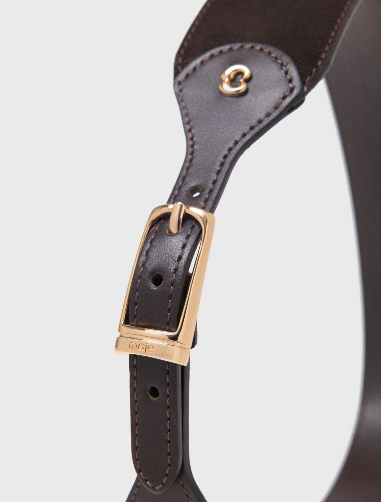 Mixed suede and leather corset belt