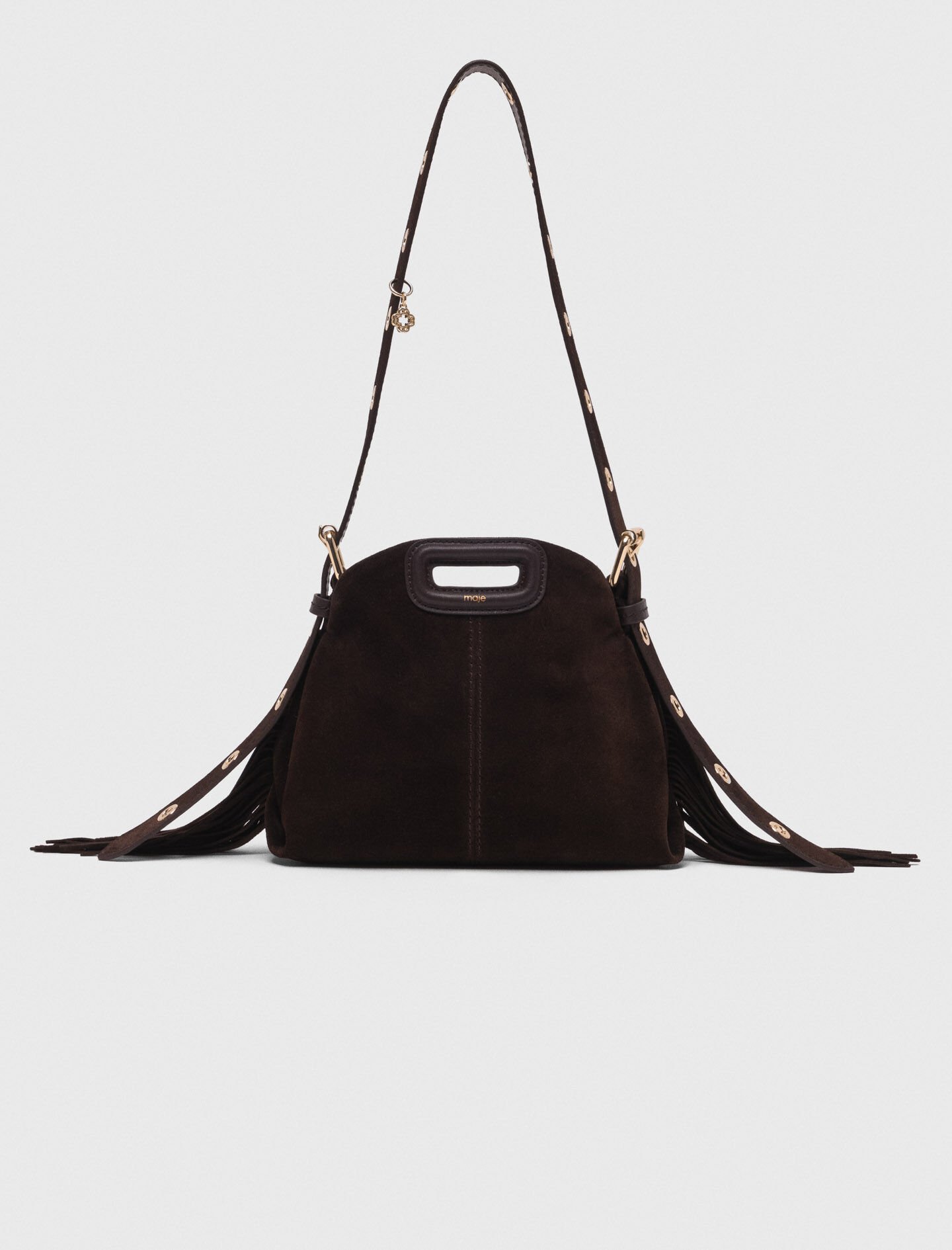 【MAJE】MISS M ミニバッグ 天然レザー×フリンジ : ブラック Smooth leather Miss M bag Black / Gray for Women | Maje