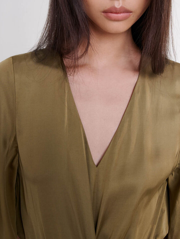 Openwork satin-effect maxi dress