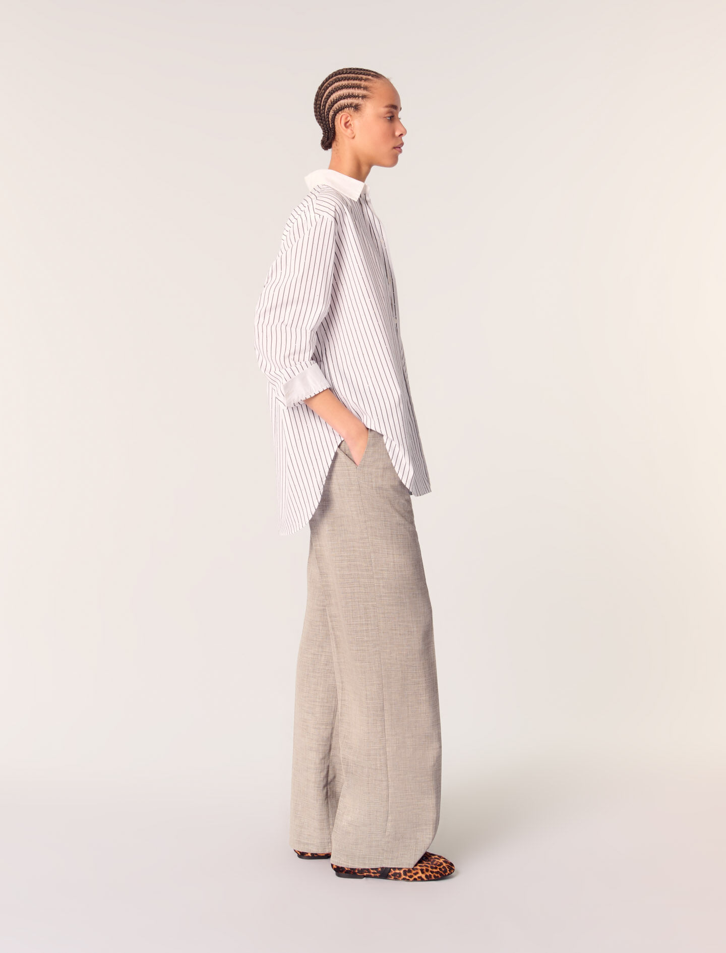 Rhinestone striped shirt Bicolor for Women | Maje