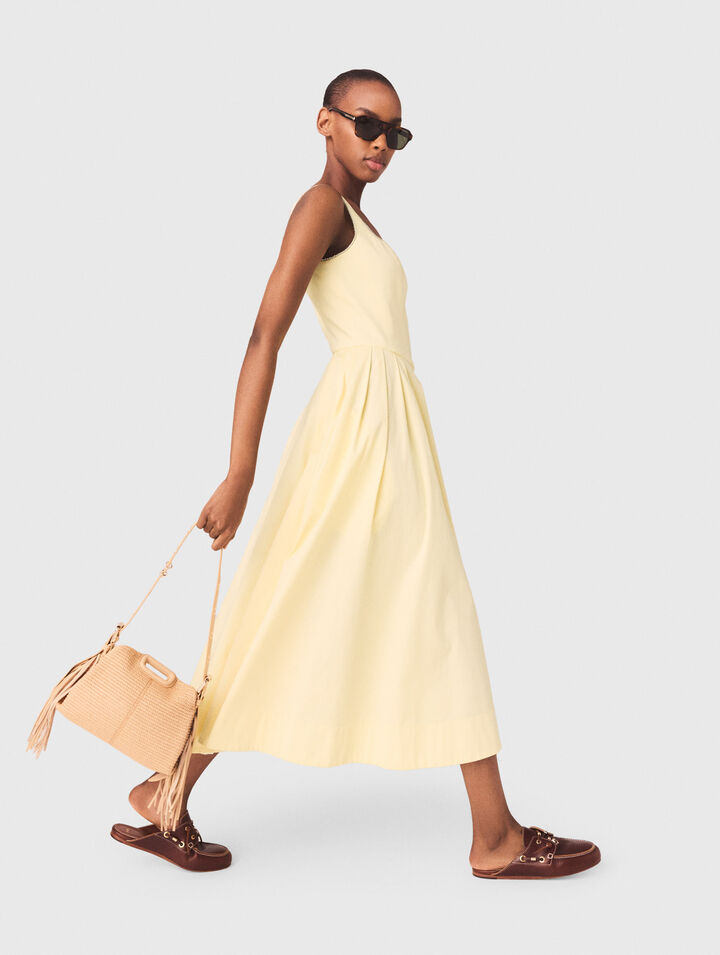 Flared rhinestone-trim midi dress