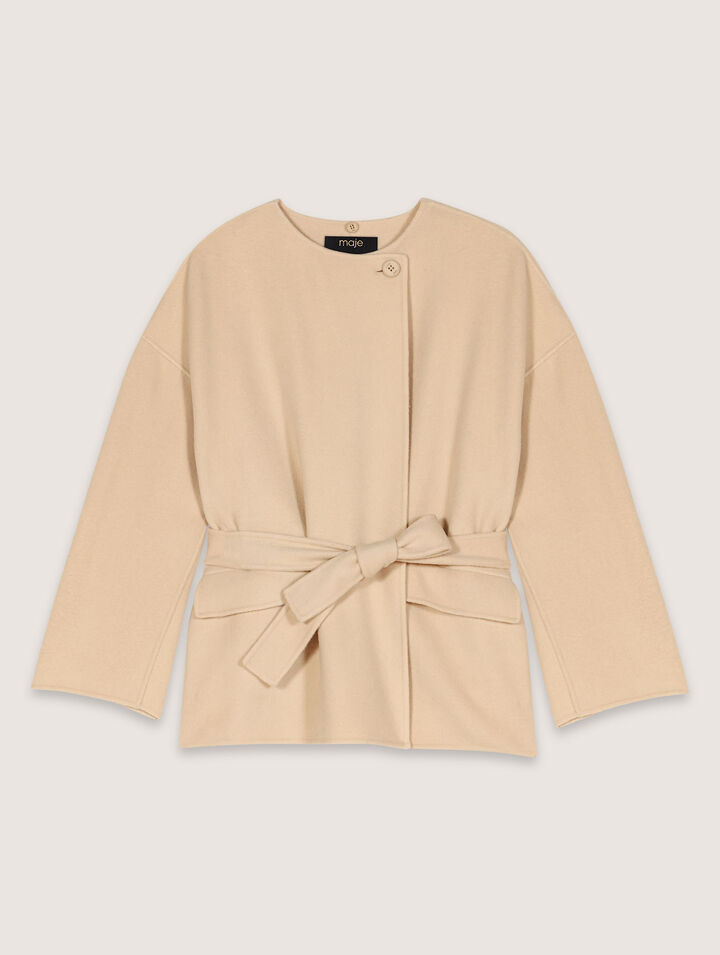 Double-faced coat with scarf