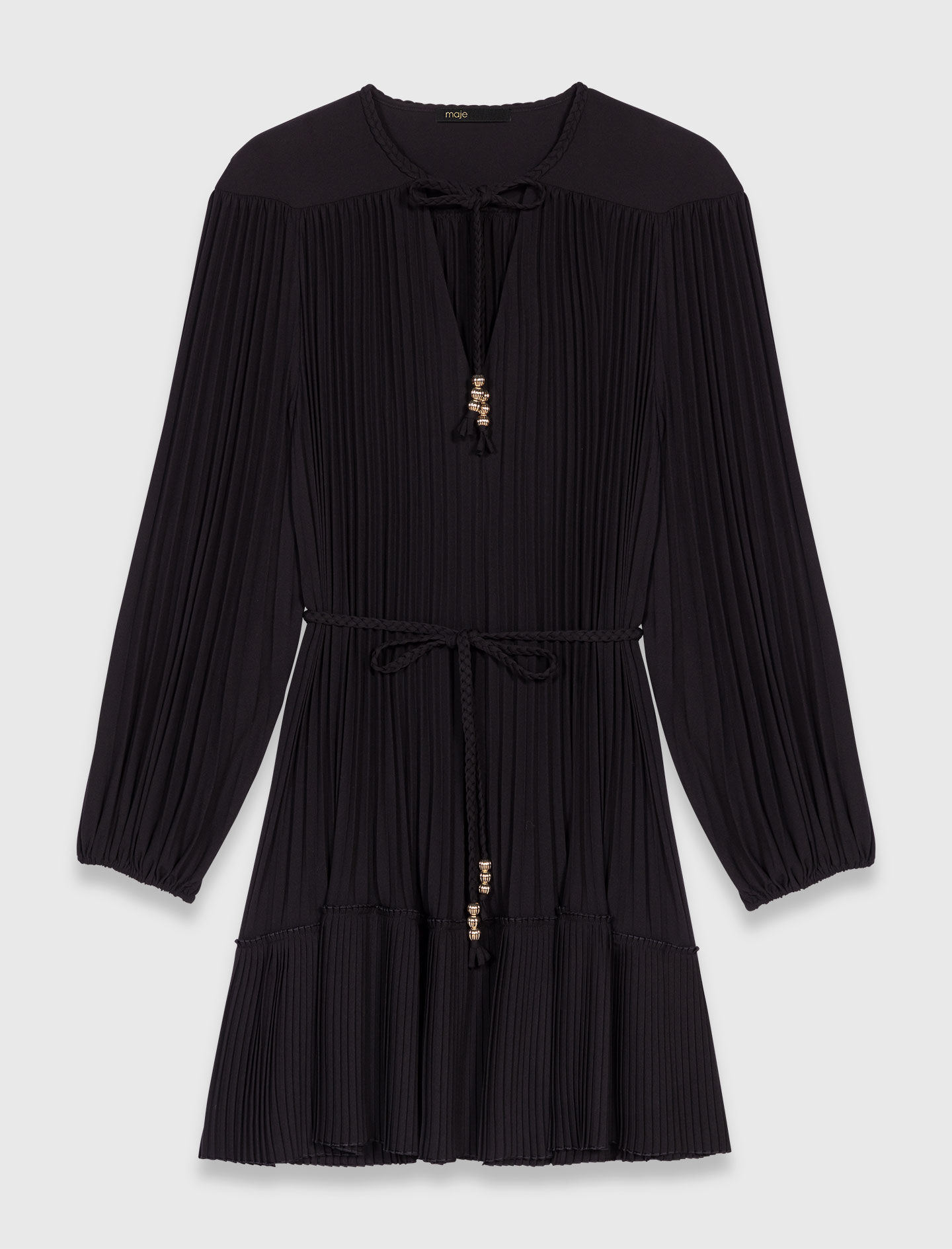 Short pleated dress Black / Gray for Women | Maje