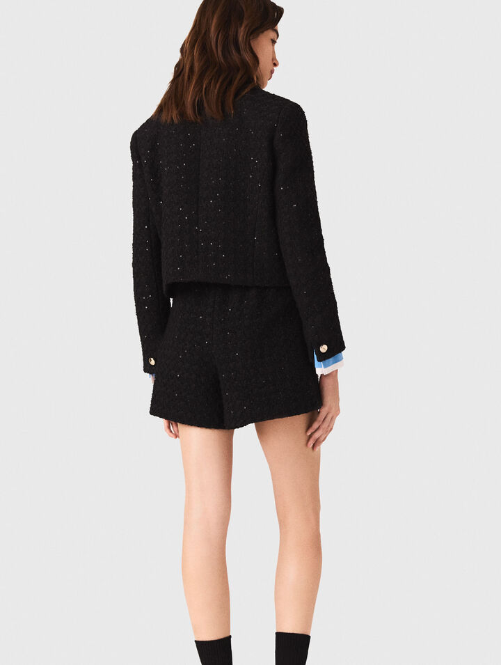 Short rhinestone tweed jacket