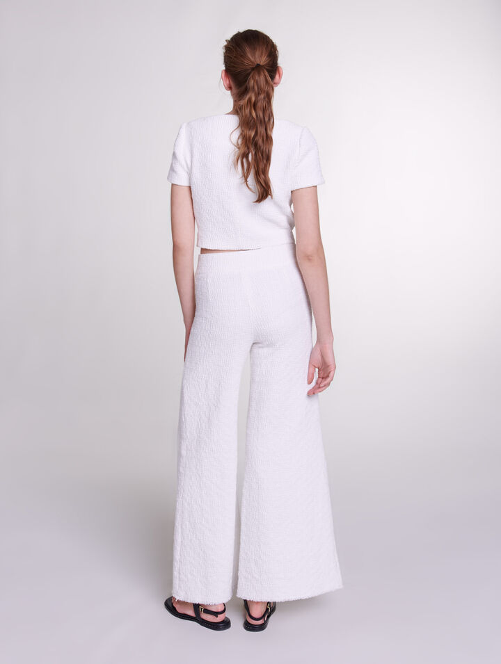 Wide-leg tweed trousers