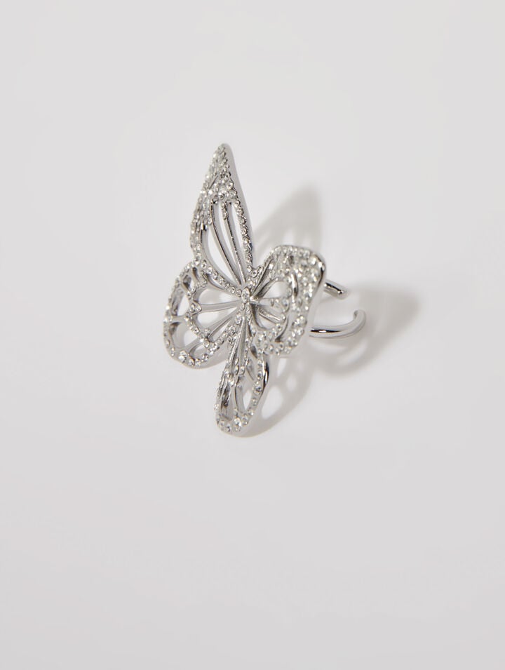 Rhinestone butterfly ring