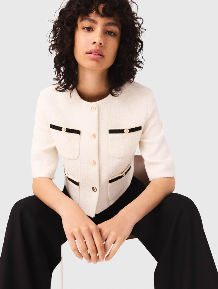 Short tweed lurex jacket