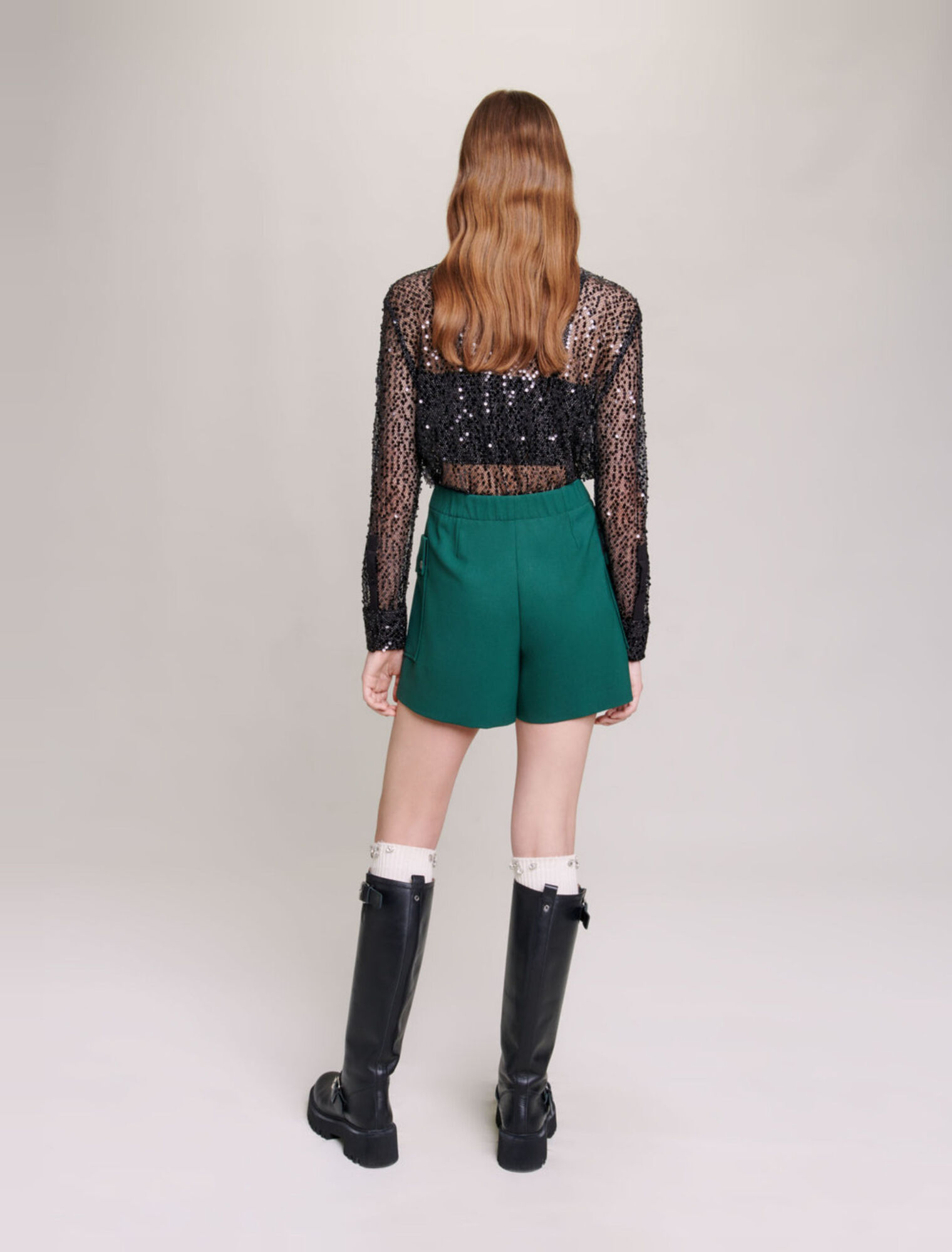 Sequinned cropped shirt