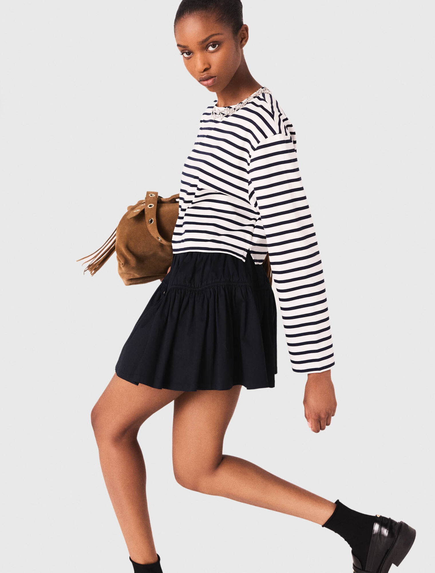 Striped long-sleeved T-shirt