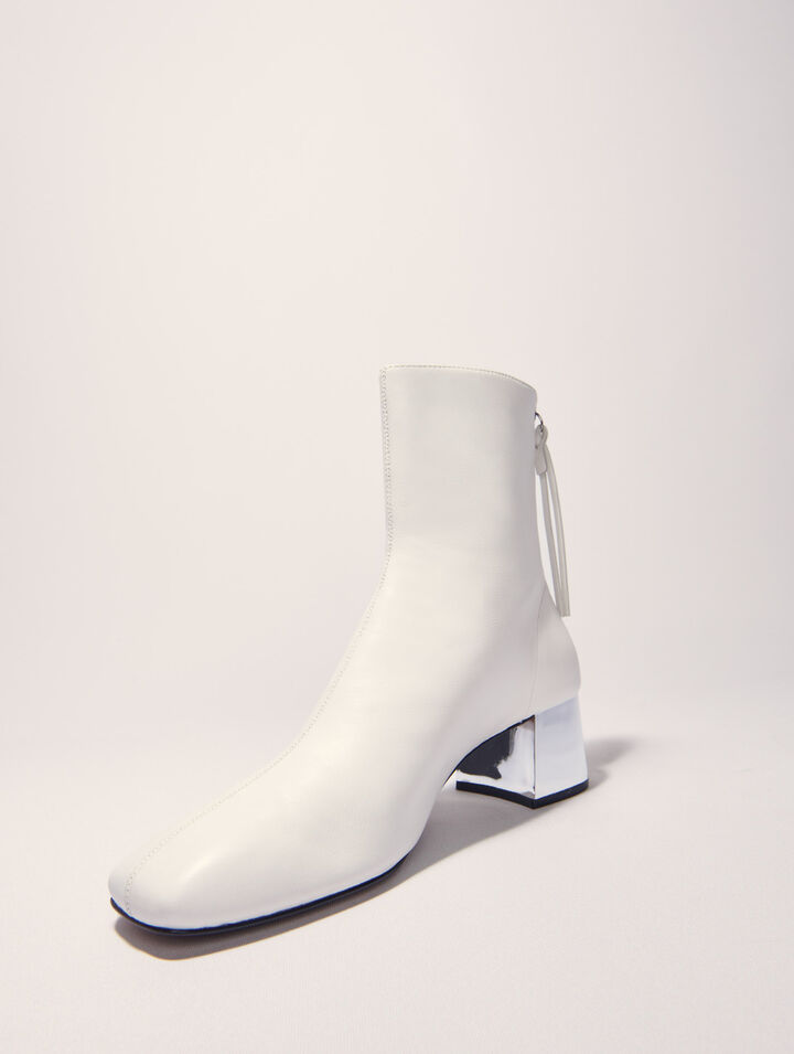 Square-toed leather boots