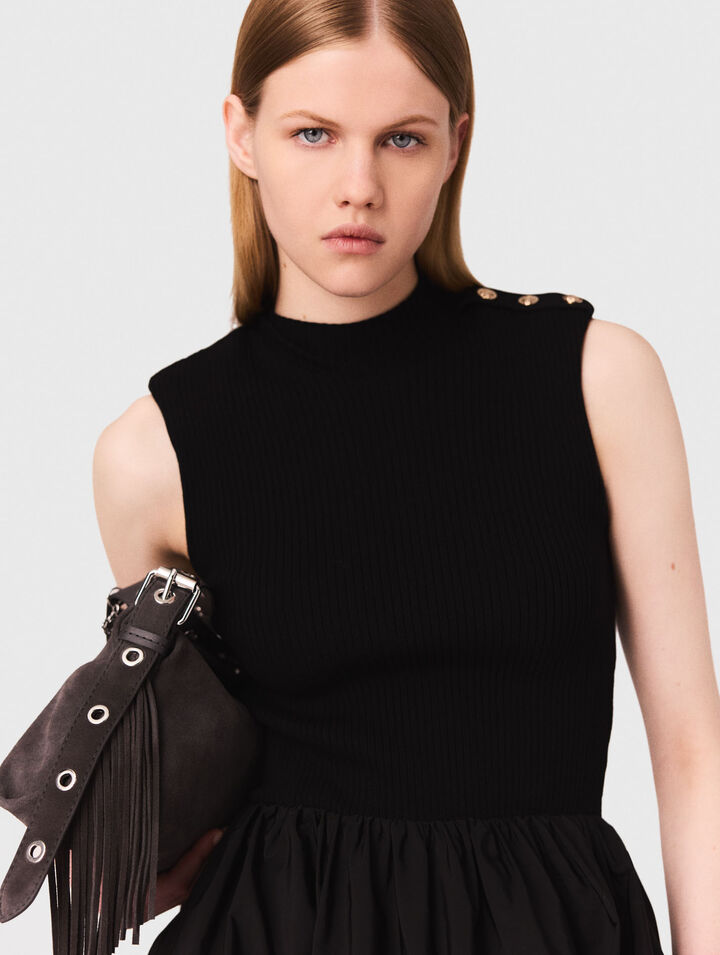 Short mesh and taffeta dress