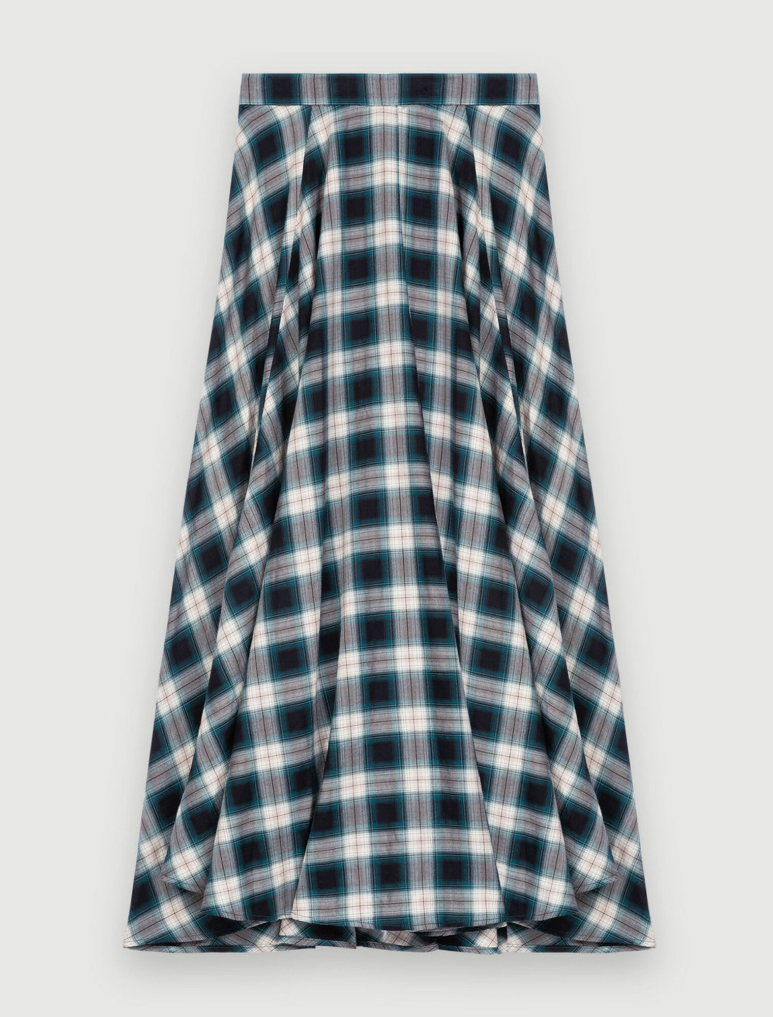 Green and white checked cotton skirt