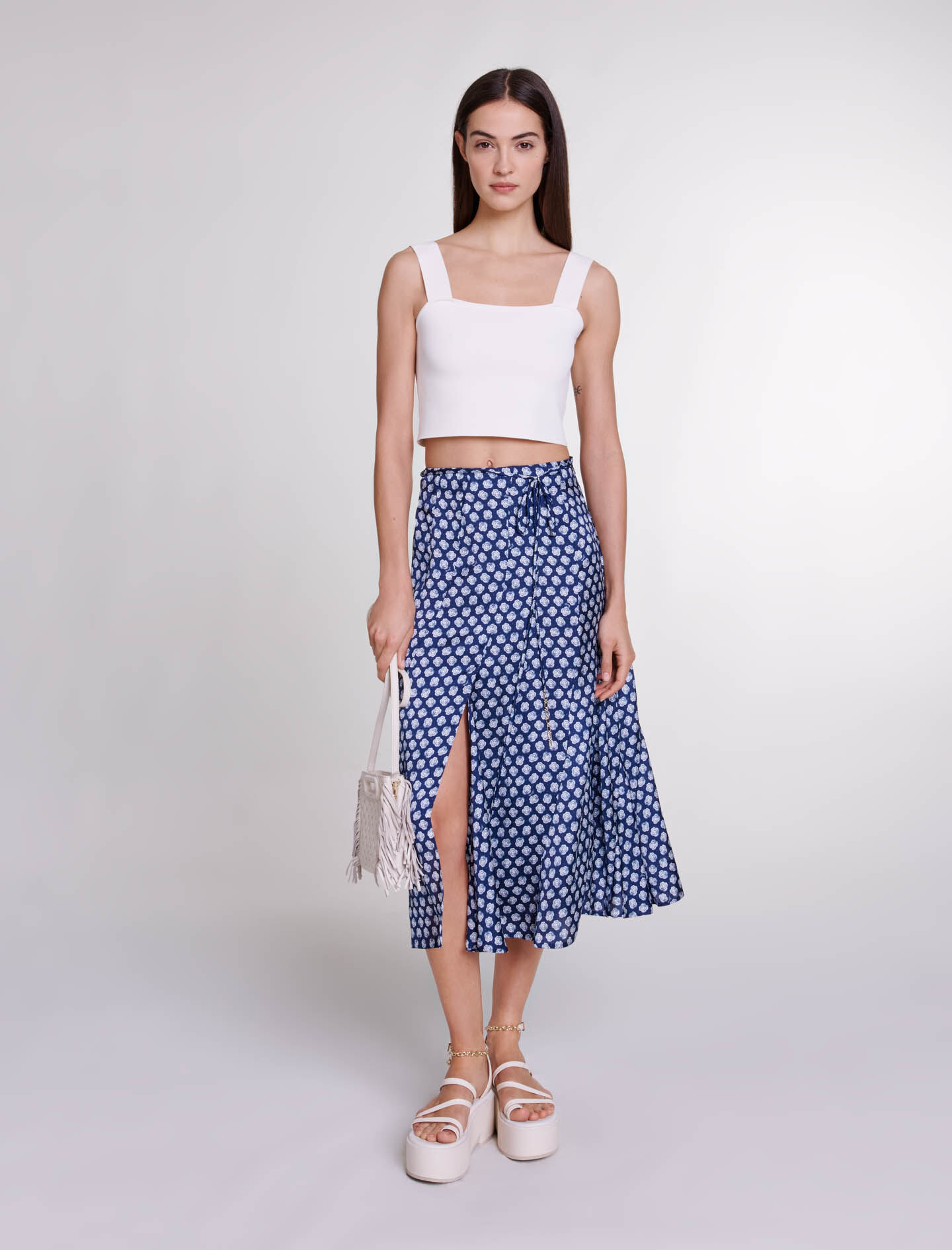 Mid length satin skirts good clearance