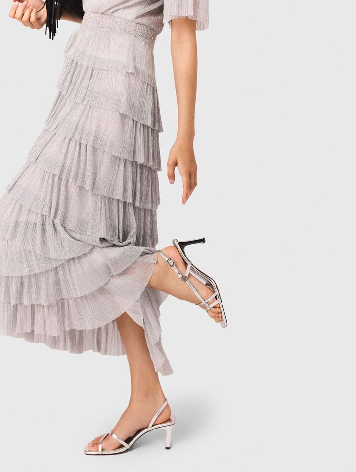 Metallic ruffled midi dress