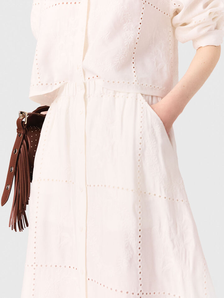 Embroidered midi skirt