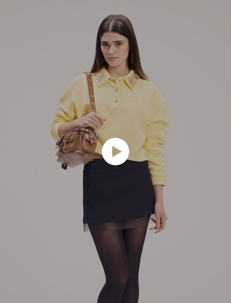 Jewellery collar cropped sweater - Sweatshirts | Maje