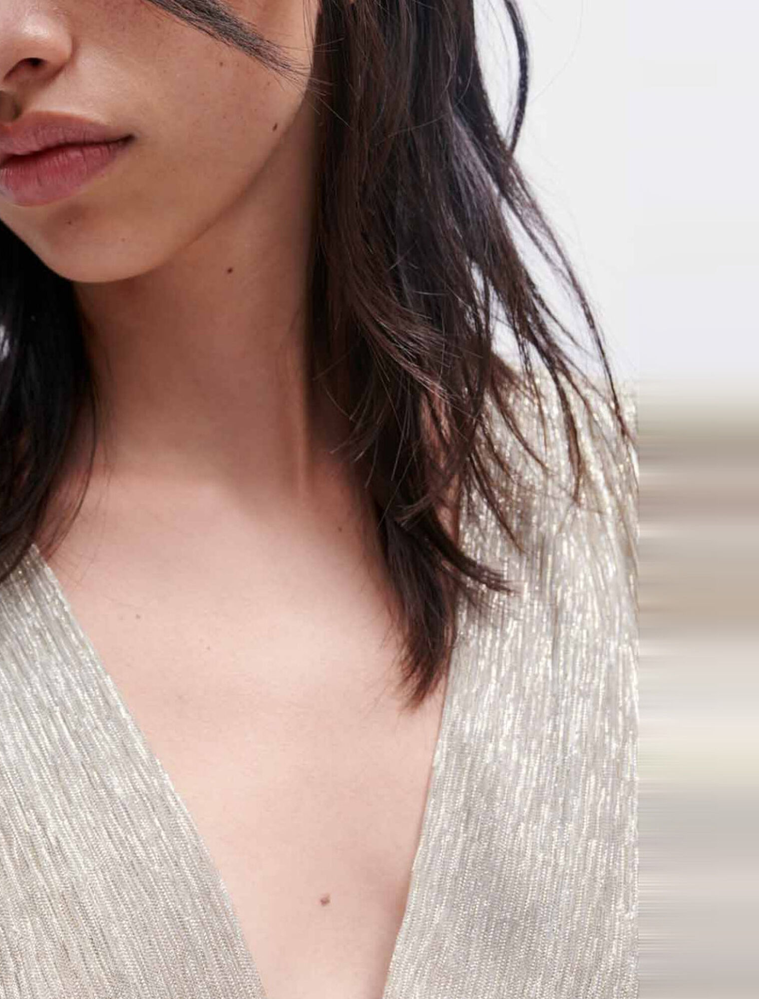 Full lamé dress with ruffles