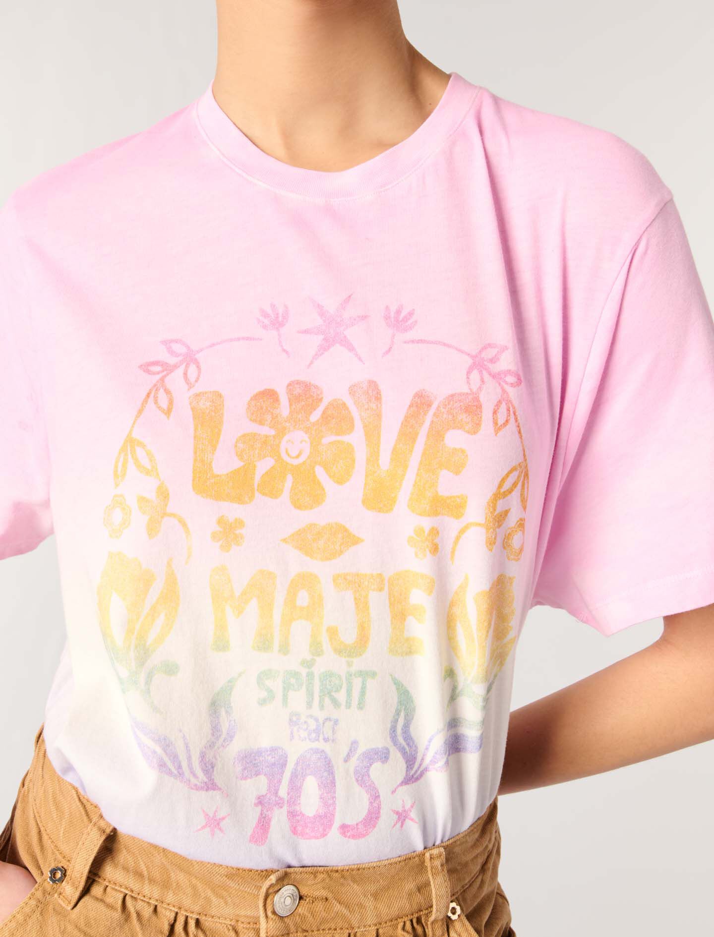 MAJE 売れ筋商品|||マージュ Tシャツ トップス レディース Tops Pink Short-sleeve jewel neck T-shirt Pink for Women | Maje