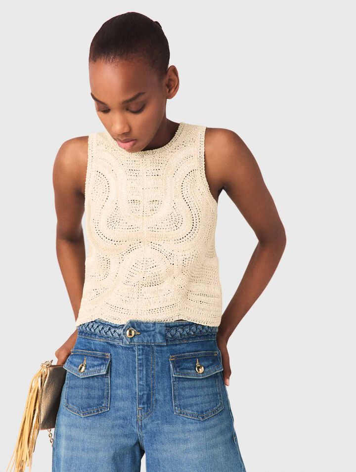 Sleeveless crochet-knit top