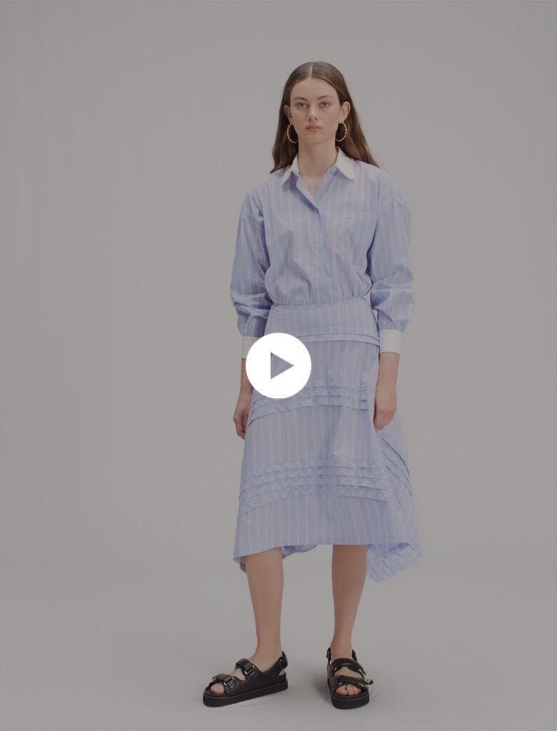 【INCHANT ME】Stripe Maxi Banding Skirt Fushcia Tiered Striped Maxi Skirt | Roman UK