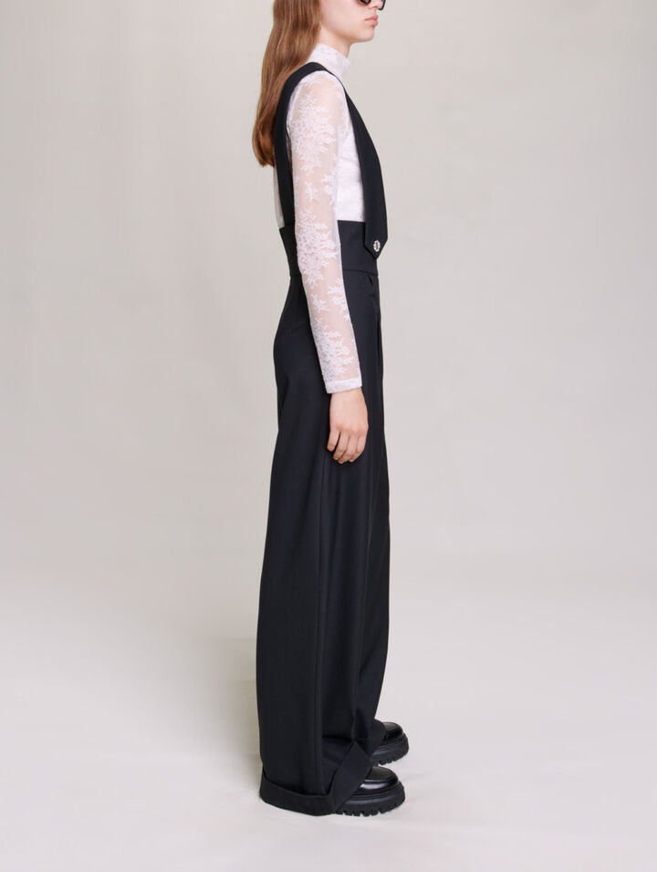 Wide-leg trousers with braces