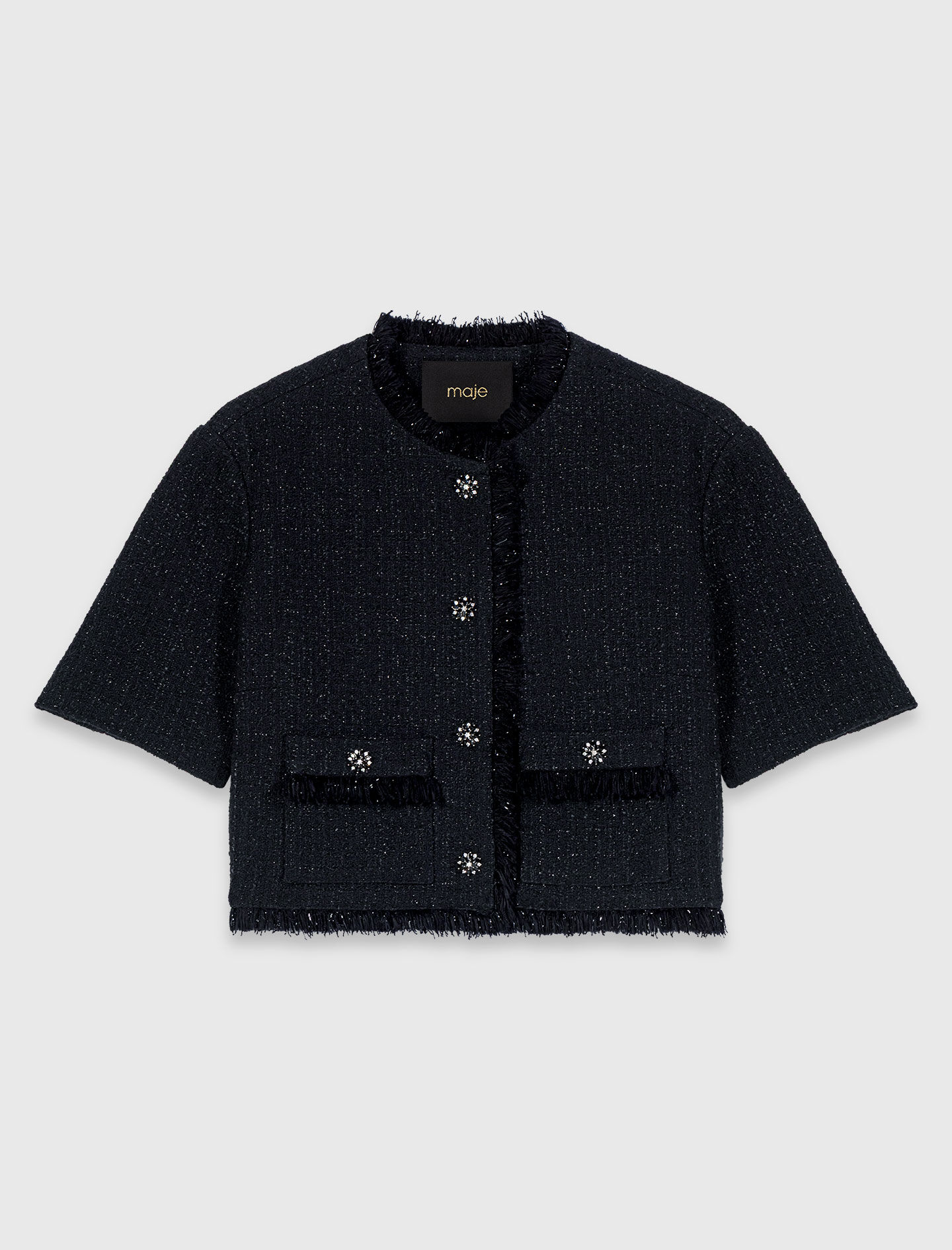 Shiny tweed shorts Black / Gray for Women | Maje