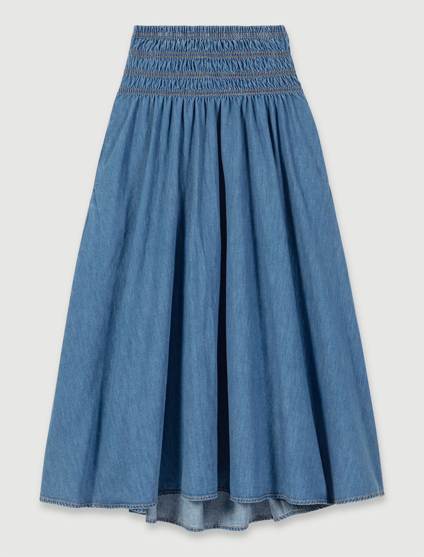 Smocked denim skirt - Maxi skirts | Maje