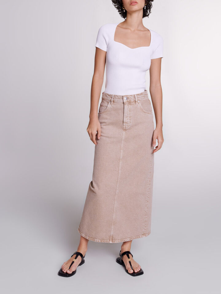 Long denim skirt