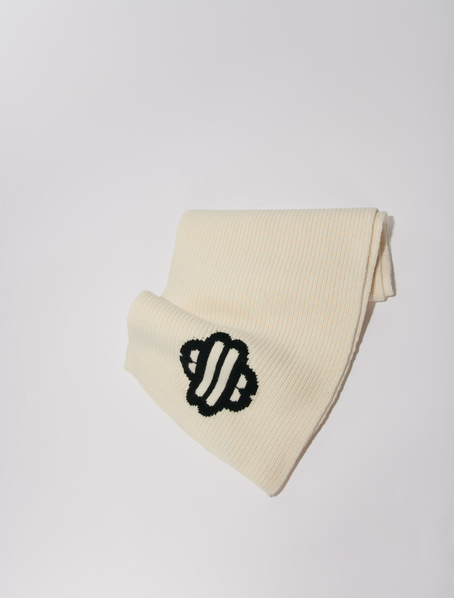 Rib-knit scarf in wool blend