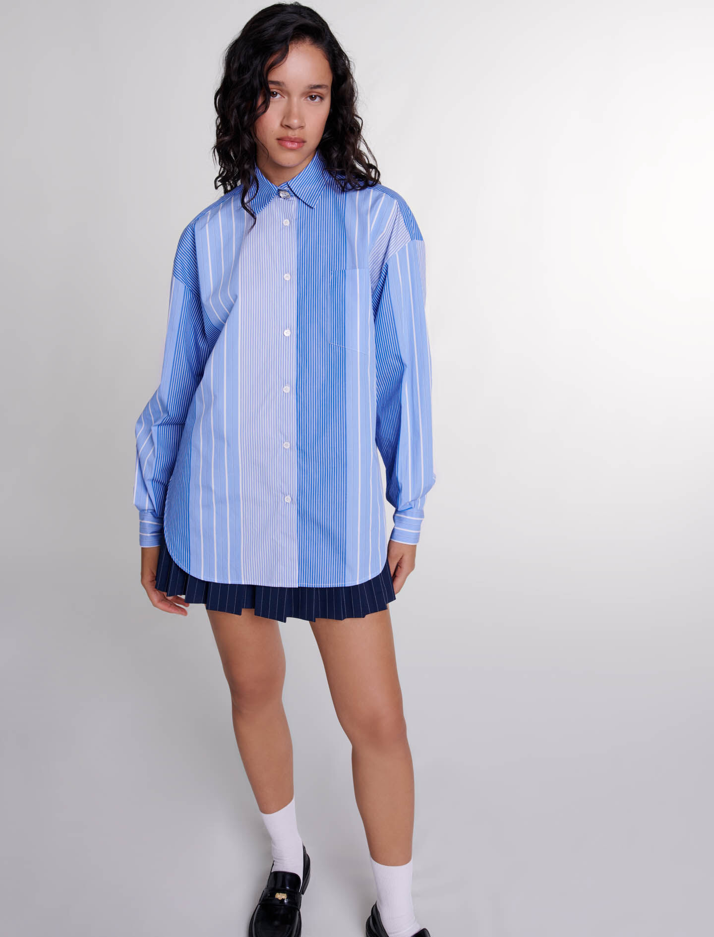 Striped patchwork shirt - Offline_Tops-Shirts | Maje