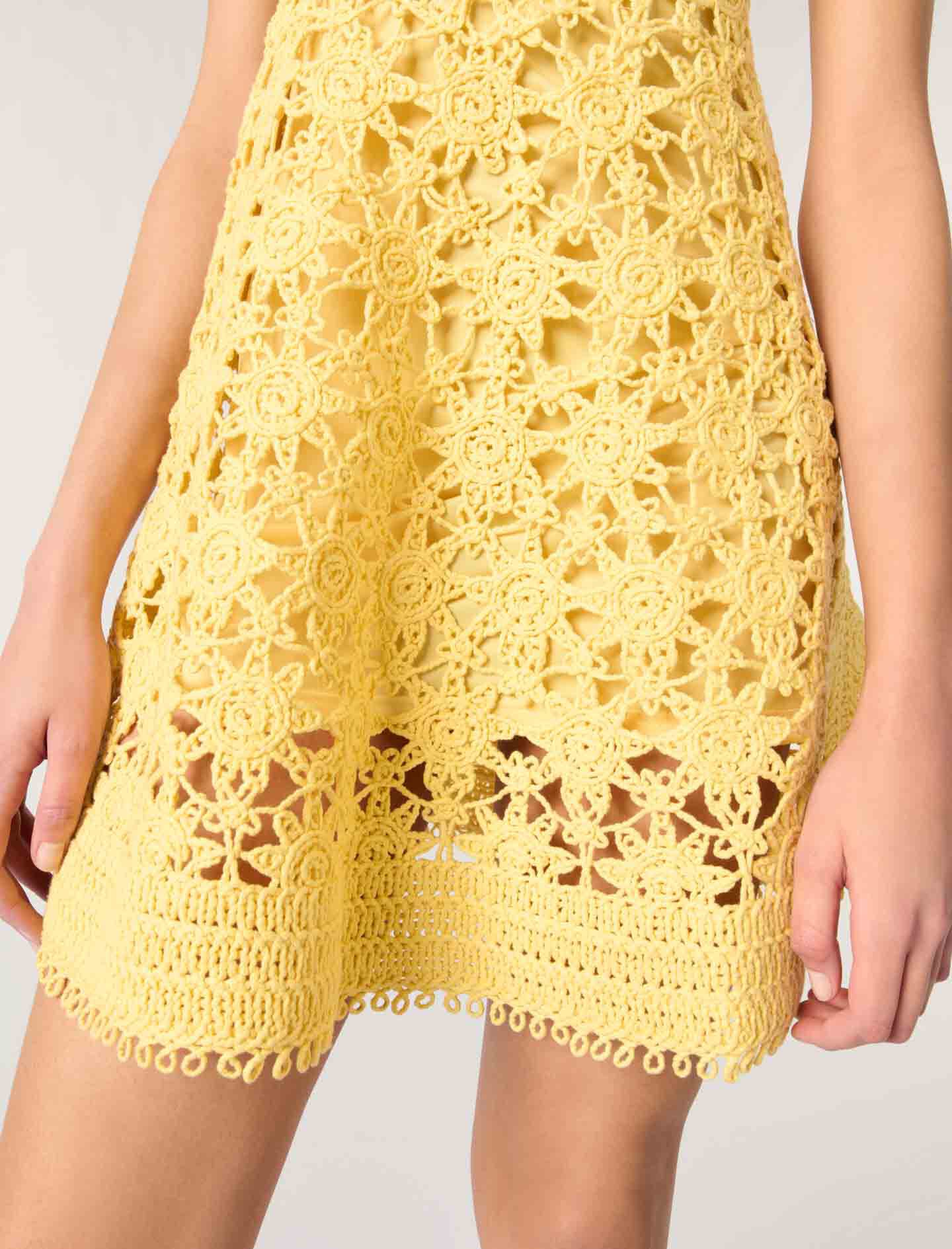 Crochet strappy mini dress Yellow / Orange for Women | Maje