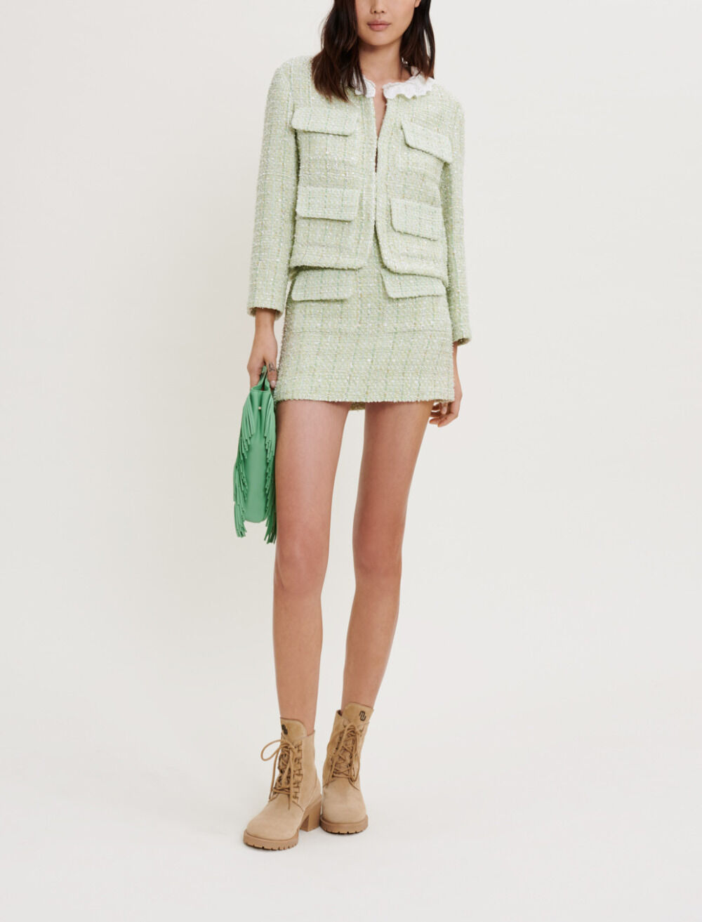 ジャケット・アウター mideal spring tweed over jacket GREEN chanel-2019-tweed-jacket-lime-