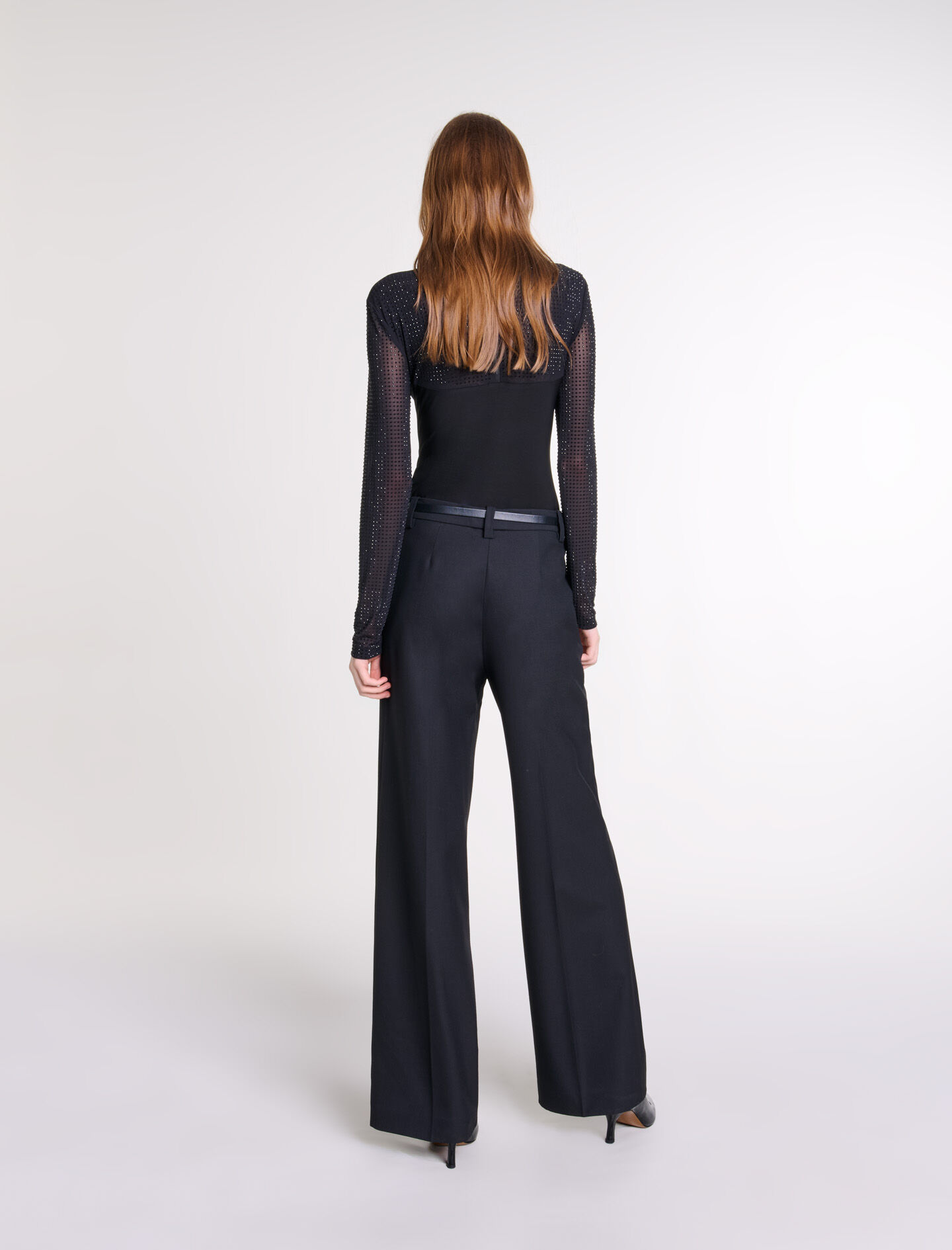 Rhinestone bodysuit Black / Gray - Long sleeves | Maje Rhinestone bodysuit Black / Gray - Long sleeves | Maje
