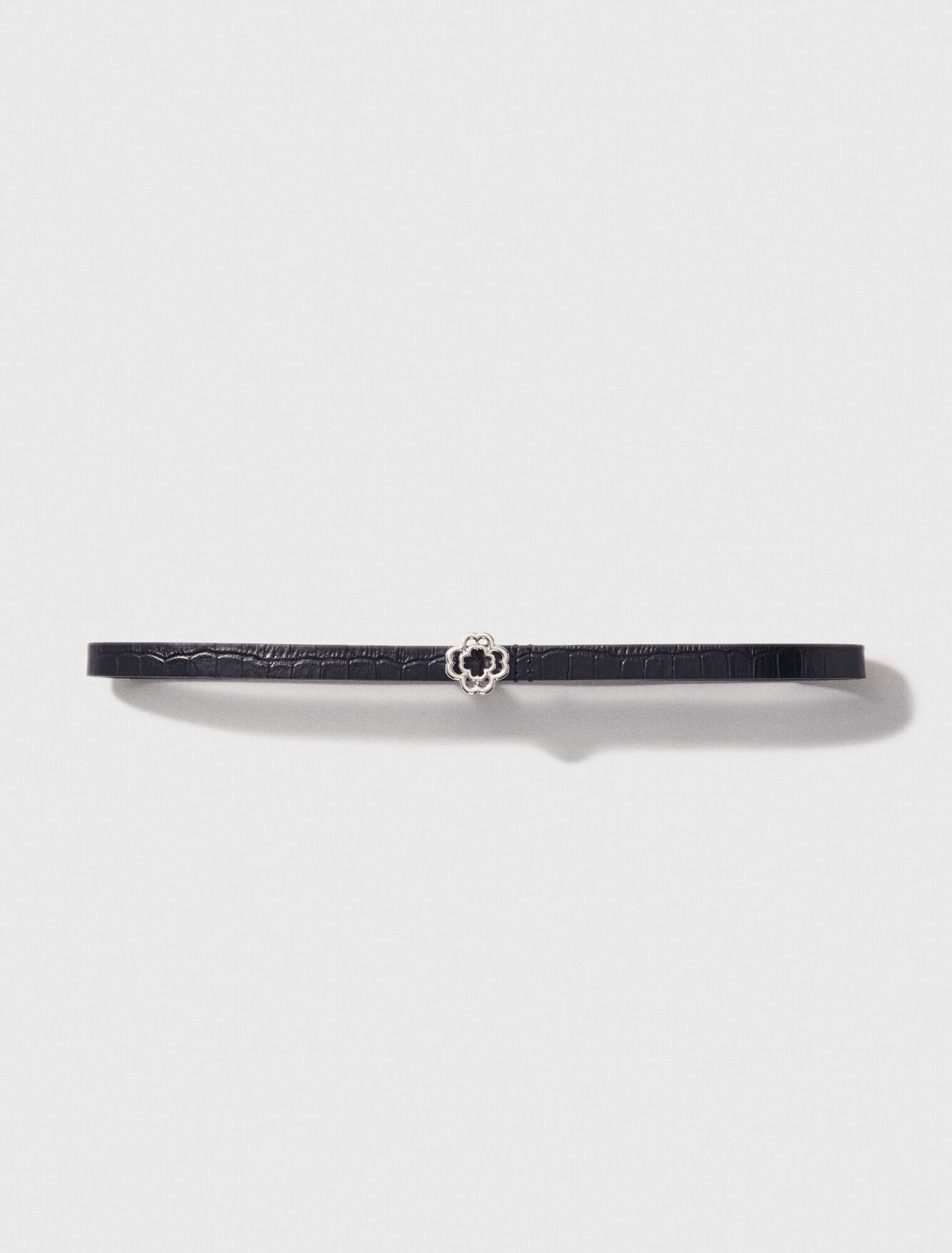 Slim mock croc leather Clover belt