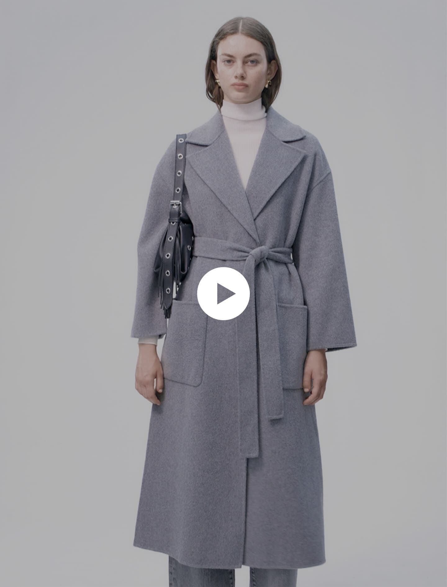 Long double faced coat with belt Coats Maje