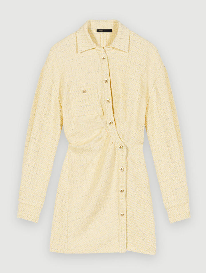 Asymmetrical lurex tweed dress