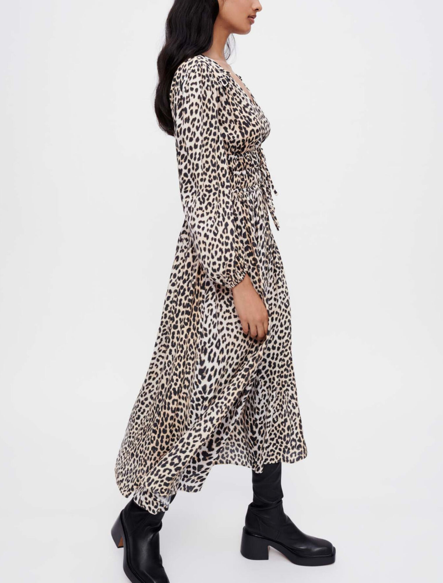 Leopard-print viscose maxi dress